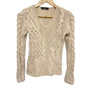 Bruno Manetti 100% Cashmere Chunky Cable Knit Sweater Womens 42/6* Italy Luxury